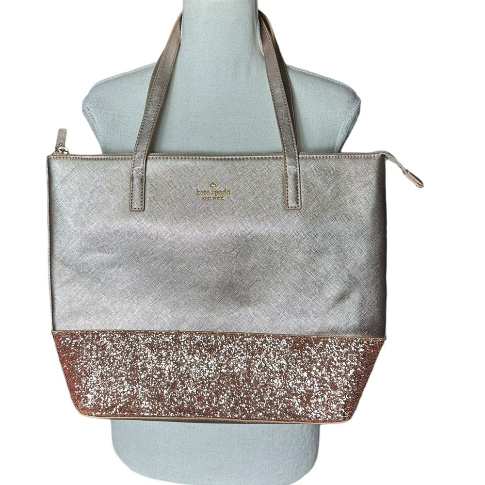 KATE SPADE: Greta Court Metallic Pink / Pink Glitter Bottom Dual Handles